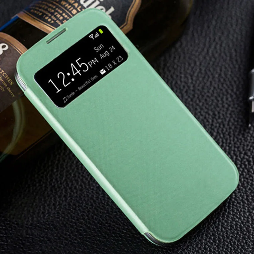 Кожаный чехол-книжка для телефона Samsung Galaxy S4 Mini S 4 GT I9500 I9190 I9505 GT-I9500 GT-I9505 I9192 GT-I9190 S4Mini - Цвет: Green