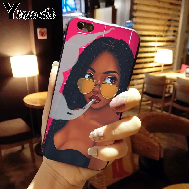 Yinuoda coque для iphone 11 11pro max funda африканская красота афро затяжки черная девочка меланин поппин узор мягкий чехол для iphone X XS MAX 8 7plus 5s 6s XR чехол