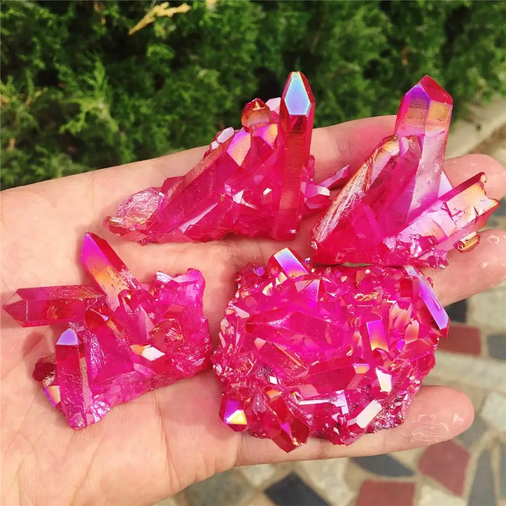 1 шт редкие красивые Мэй красное пламя аура гроздь кристаллов кварца