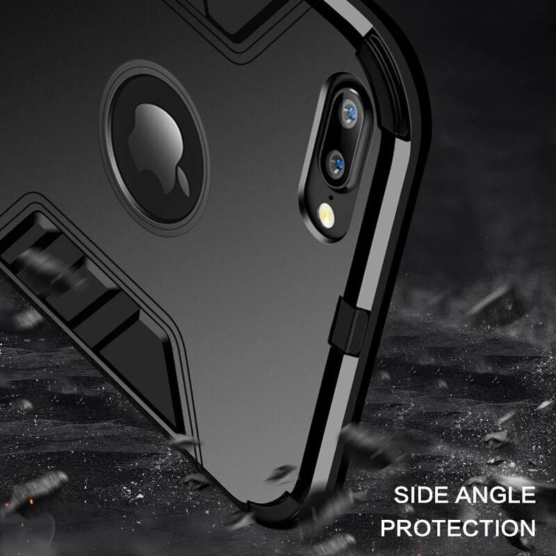 Armor Case For iPhone 7 8 Full Protection Support Kickstand Phone PC Shell Back 6 S X Plus Silicone Cover |