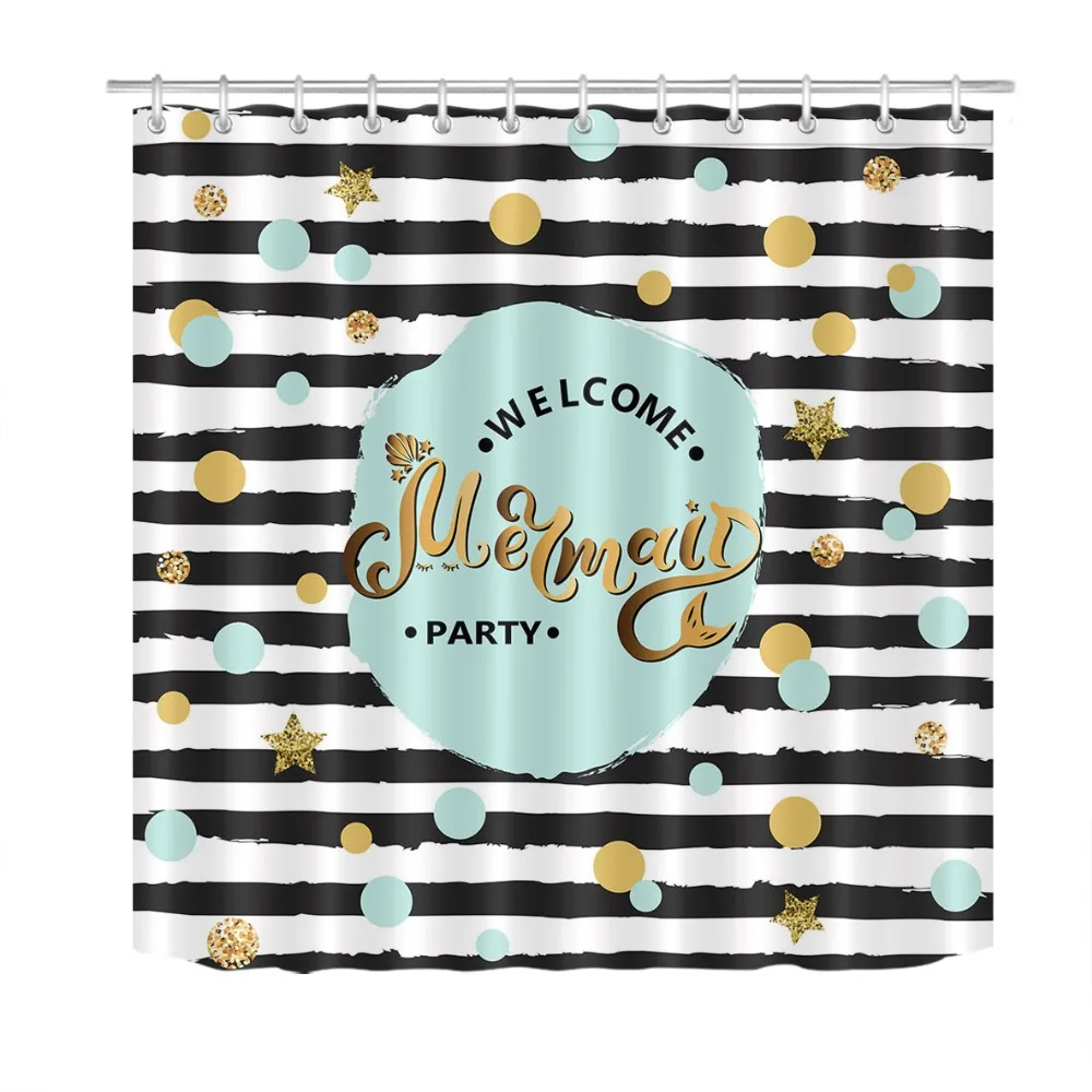 LB круглые Пузырьковые и золотые звезды черно белые полоски занавески для душа