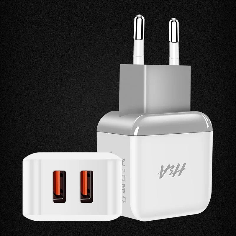 Зарядное устройство H& A с двумя usb-портами, зарядное устройство для мобильного телефона, штепсельная вилка европейского стандарта, дорожное настенное зарядное устройство, адаптер для iPhone, huawei, зарядное устройство для телефона для samsung, Xiaomi - Тип штекера: 2 Ports Charger