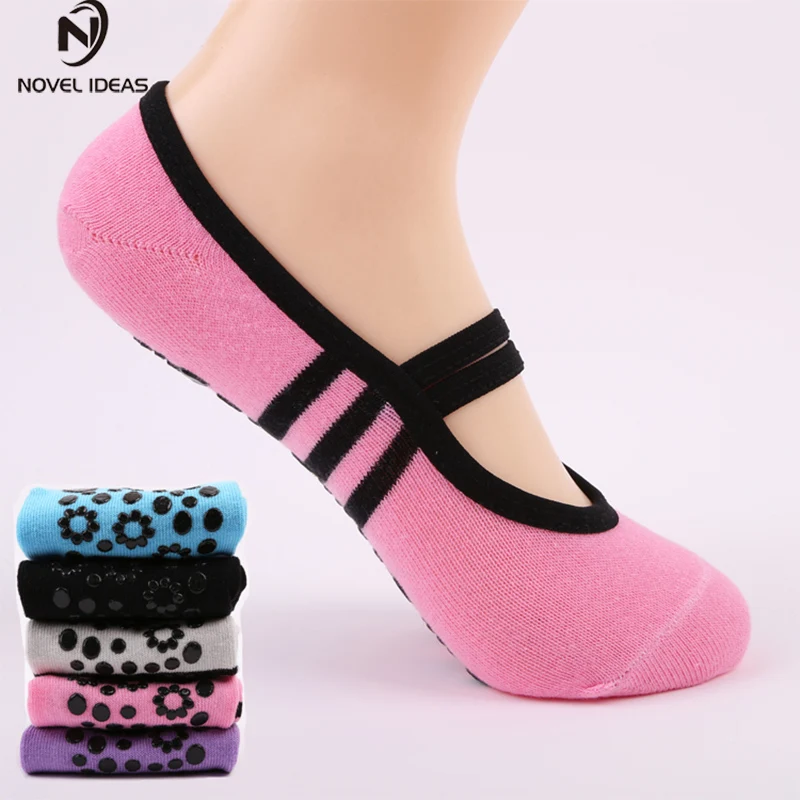 

Women Anti Slip Bandage Cotton Sports Yoga Socks Ladies Ventilation Pilates Ballet Socks Dance Sock Slippers 6Colours