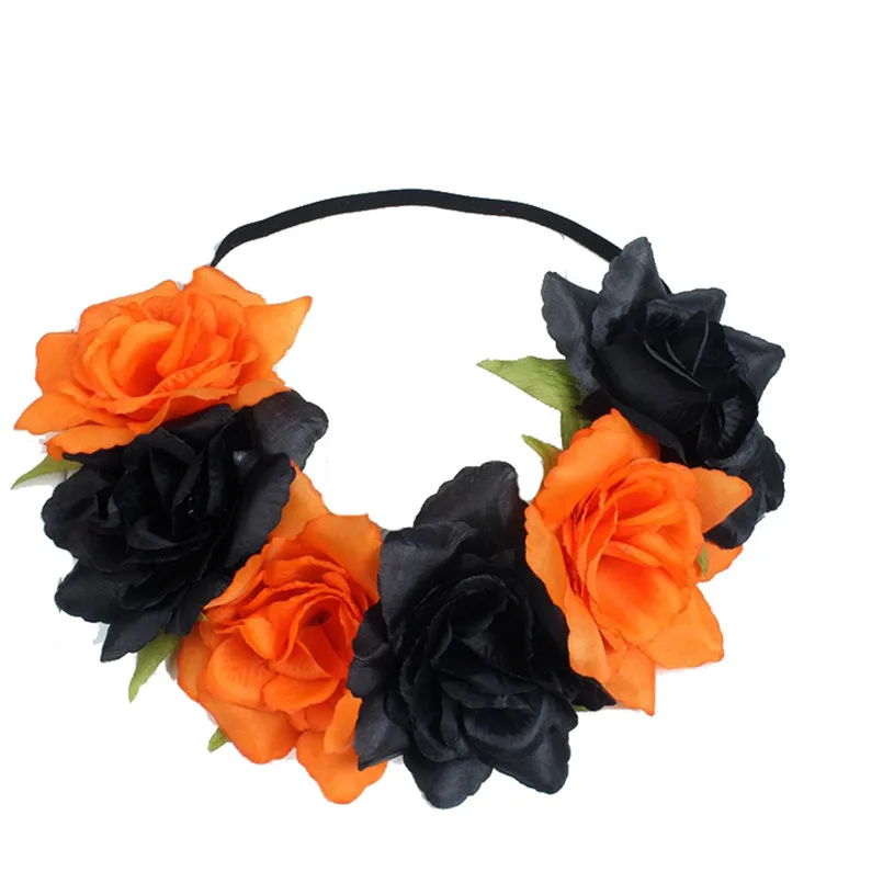 New Large Rose Flower Forehead Hair Headband Hair Crown Summer Festival Garland S1
