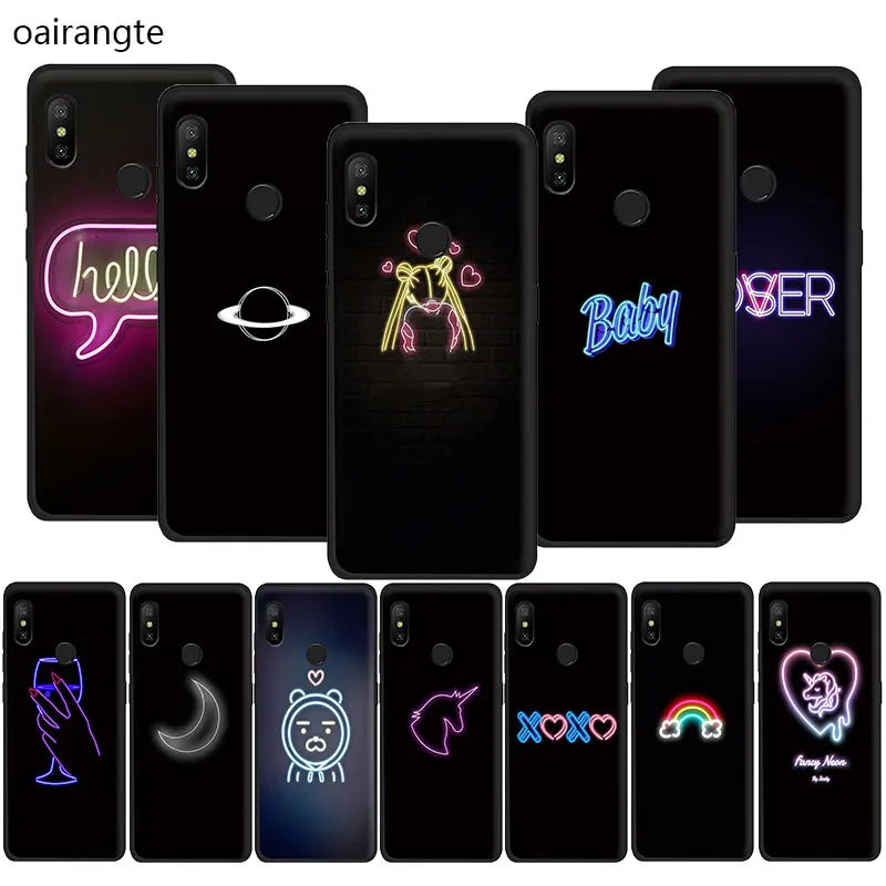 Флуоресцентный мягкий чехол из ТПУ на черном фоне для телефона Redmi 8A K20 4A 4X 5 6 5A 6A Note