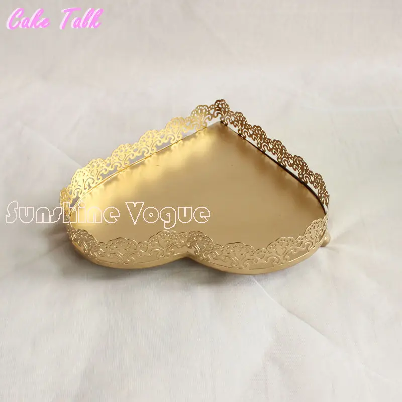 В форме сердца золотой подставка для капкейков Свадебная лоток пирожных 3