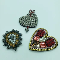 1pc heart handmade sequin beaded patches for clothing diy rhinestone sew on punk patch embroidery applique parche