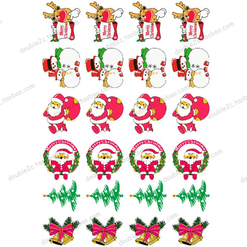 Рождественская Съемная Вафля бумага для чашек топпер торта 2 дюйма 24 шт./компл.