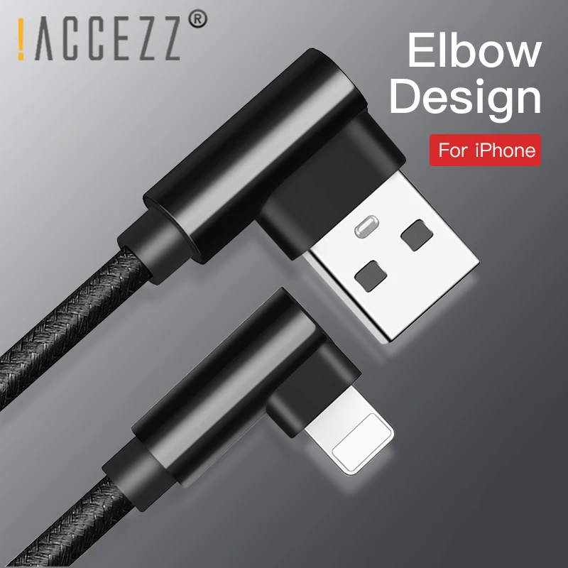 ! ACCEZZ 90 градусов Освещение USB данных зарядный кабель для iphone 5C 5 SE XS MAX XR X 8 7 6 6S 5S Plus 2A