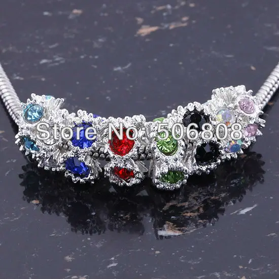 100 шт Шарм Красочный Кристальный цветок Стразы Серебряный цвет разделительные