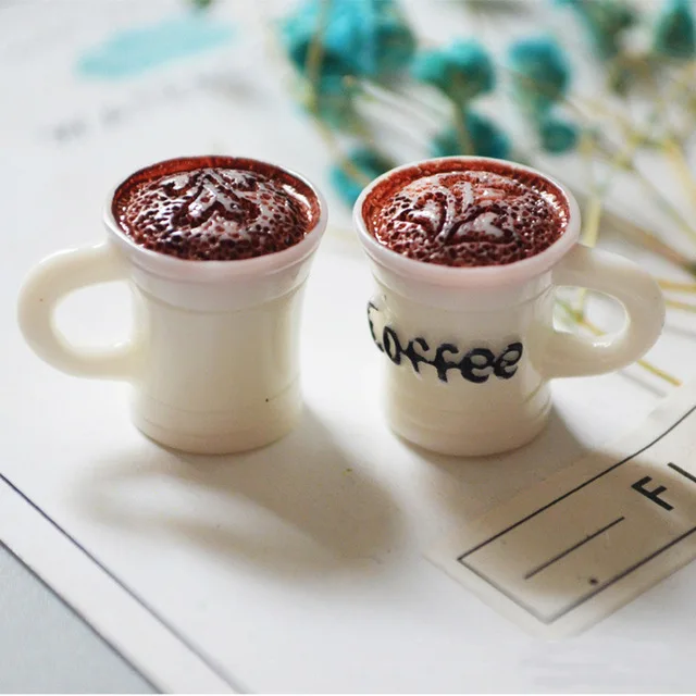 10 шт. подвески для слизи мини чашка кофе клейкие аксессуары из полимерного