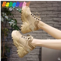 spring and autumn womens shoes new style 2019 ugliness shoes fashion all in one high rise sneakers wedges platform shoes 12cm