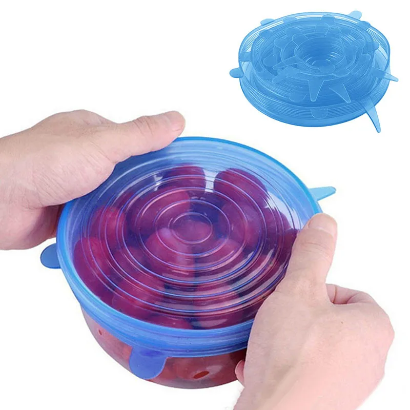 6pcs/set Stretchable Lids Cover Plastic Food Silicone Kitchen Picnic Outdoor Easy To Use Reusable Multi-Purpose Convenient Drop | Дом и сад