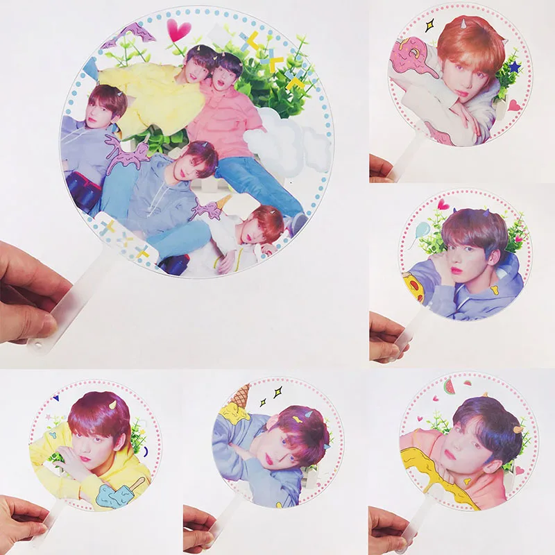 Kpop TXT фото ручной вентилятор Soobin Yeonjun прозрачный ПВХ ручной вентилятор Taehyun Hueningkai летние канцелярские принадлежности подарок
