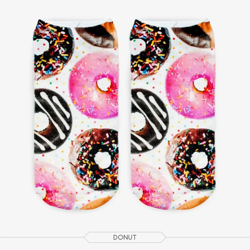 

3D Print food donuts multiple colors Harajuku socks women funny harajuku sock