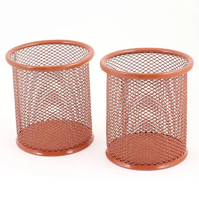 Home Office Hollow Out Pen Ballpen Organizer Case Holder Dark Orange 2 Pcs |