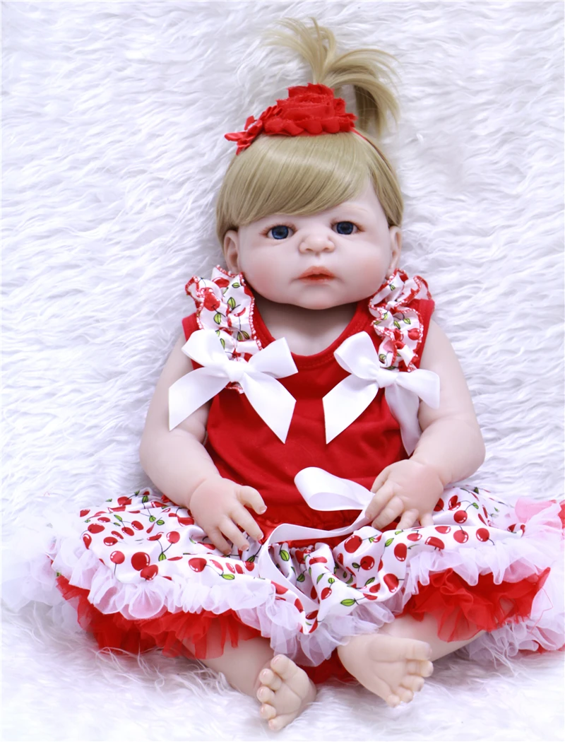 55 см полная силиконовая Детская кукла 100% высокое качество bebe Reborn Babies