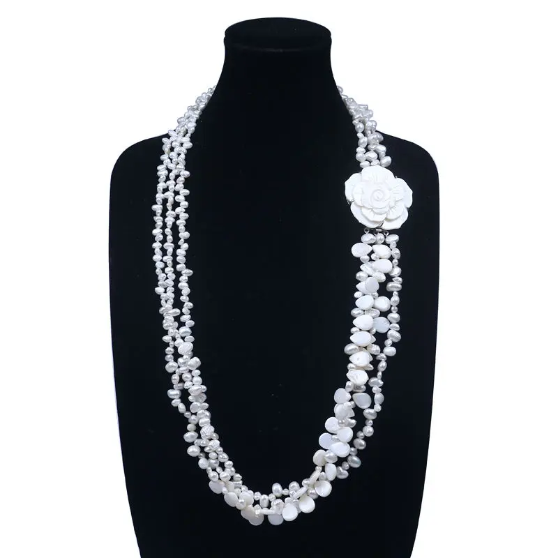 2016 Очаровательная Жемчужина в стиле барокко красивая Цветочная форма ожерелье с