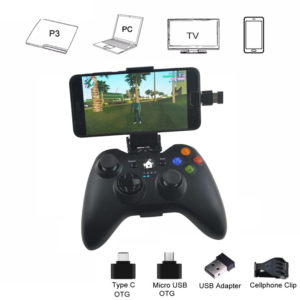 Android Беспроводной контроллер для консоли PS3/телефона/ПК/ТВ приставки джойстик 2 4G