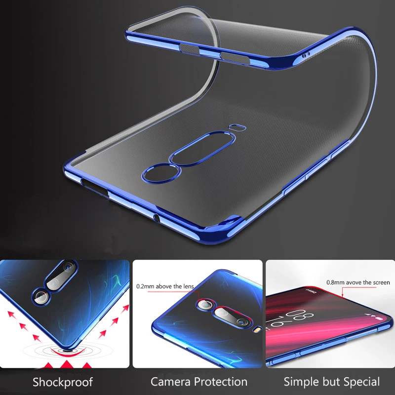 Роскошный чехол с покрытием для Xiaomi Mi 9T мягкий прозрачный из ТПУ Pro защитные