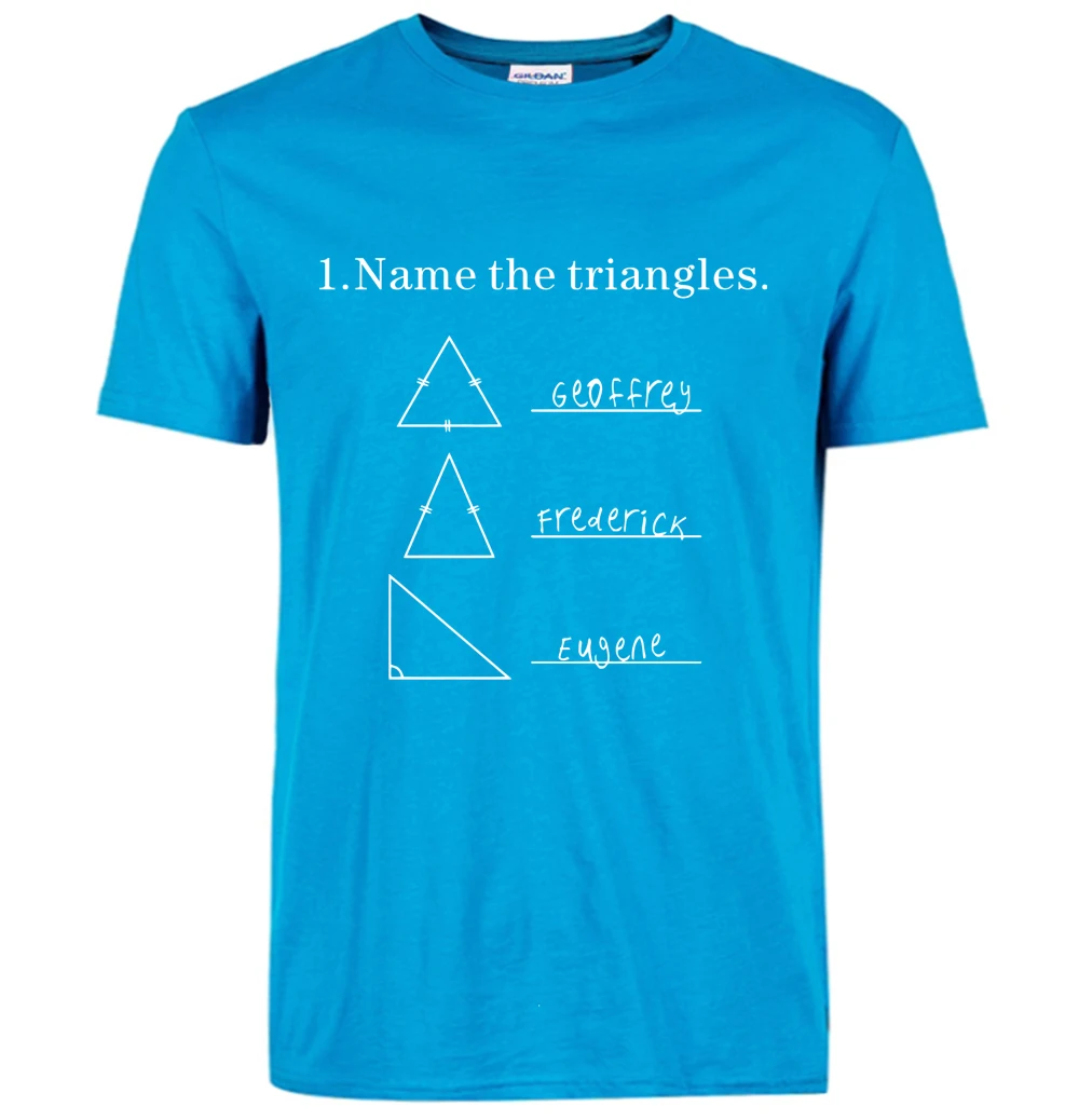 Забавная футболка с надписью «NAME The triangles» и геометрией математики, лето/весна, мужская повседневная футболка с коротким рукавом и круглым вырезом размера плюс - Цвет: Небесно-голубой