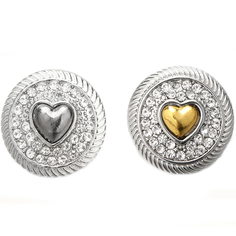 

10pcs/lot New Jewelry Crystal Metal Love Heart 18mm Snap Buttons for Snap Bracelets DIY Snap Jewelry