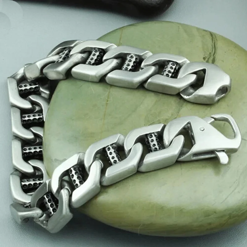 Браслет мужской модный в стиле хип хоп серебристый из нержавеющей стали 15м9