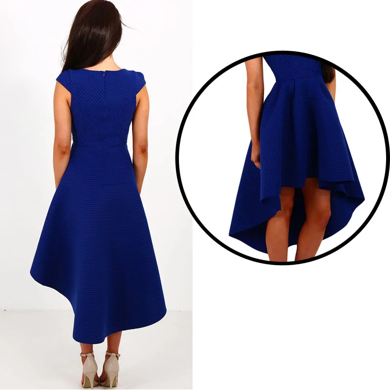 LOSRLY Летние Элегантные Дамы Высокие Низкие Пром Платья 2017 Красная Полоса Dip Подол