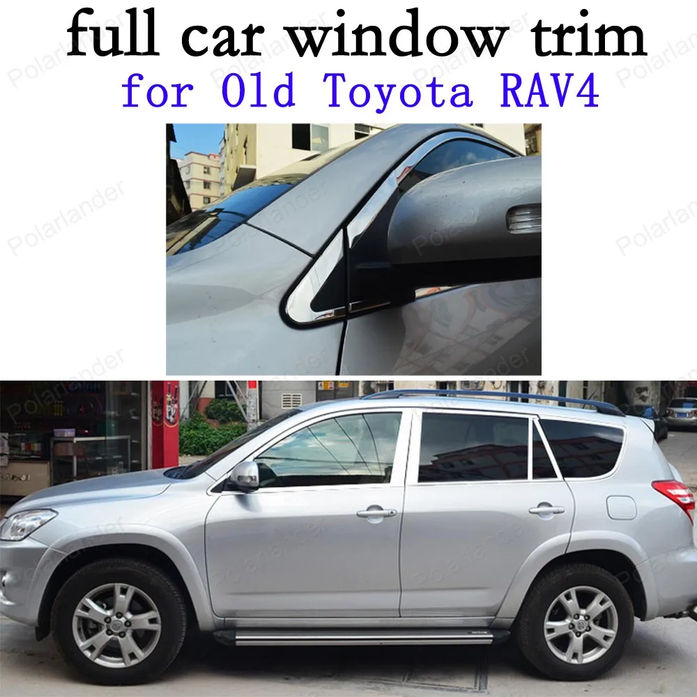 

full Window Trim Car Exterior Accessories Decoration Strips for Toyota RAV4 09-13 Stainless Steel with center pillar