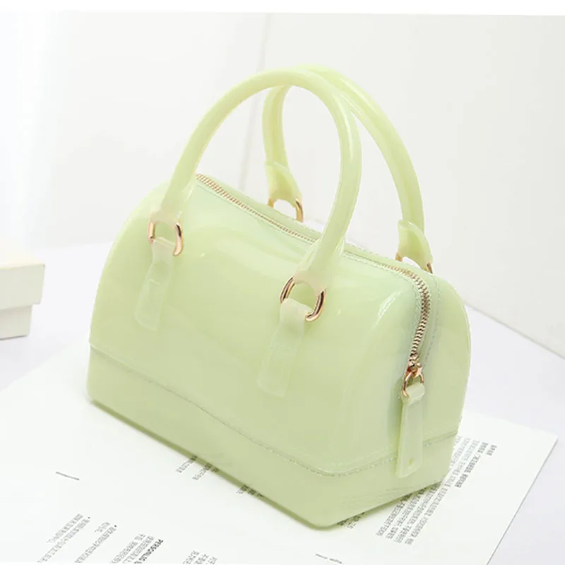 Light Green JELLYOOY маленький размер 18 см ПВХ Мини Женская Желейная сумка детская подушка сумка на плечо карамельный цвет Силиконовая Сумка-тоут пляжная сумка-мессенджер - Цвет: Light Green