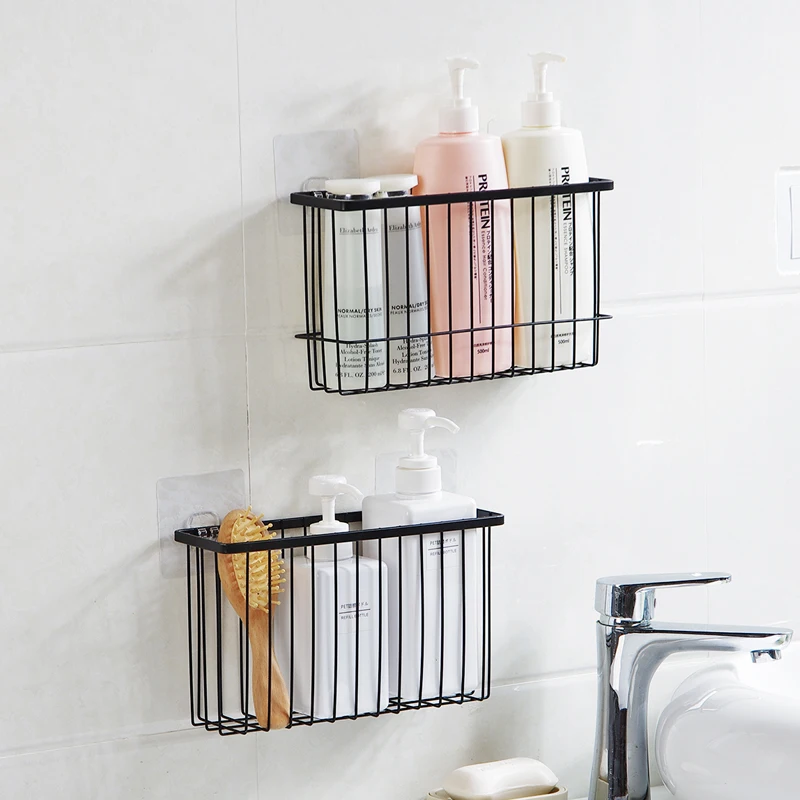 Simple Style Iron Storage Basket Organizer Home Rack For Bathroom Wall Shelf Kitchen Sundries | Дом и сад