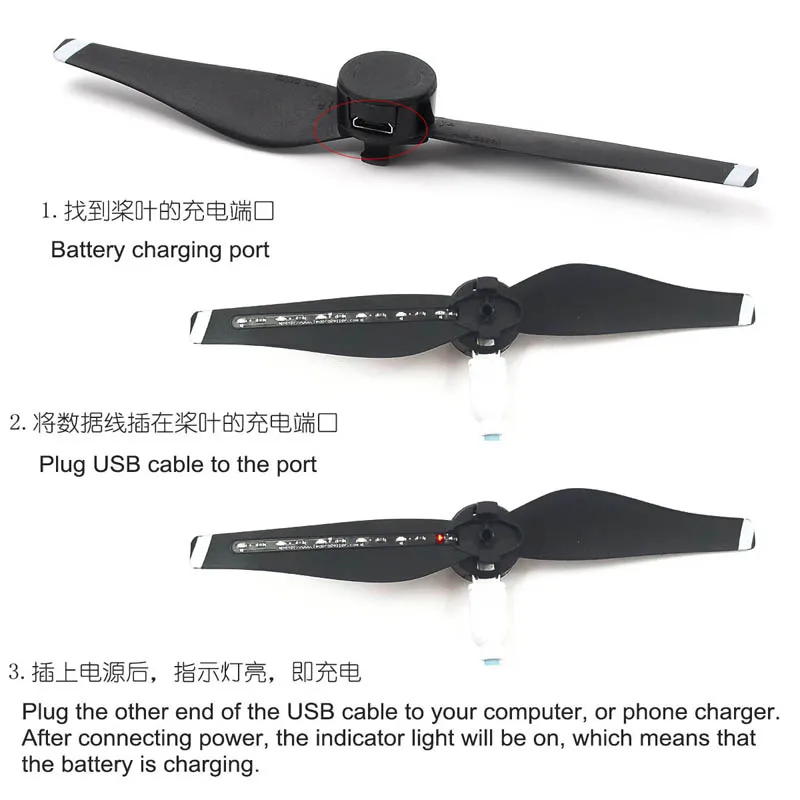 STARTRC DJI Mavic воздушный пропеллер светодиодный флеш-пропеллер USB зарядное устройство легко монтируется для Mavic Air drone аксессуары