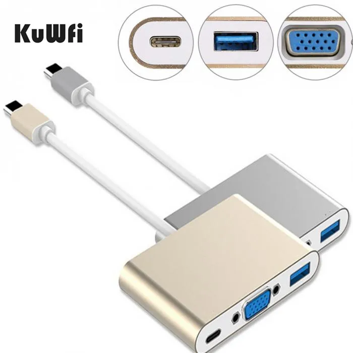 Usb-концентратор KuWFi Usb 3 1 type-C для VGA/USB3.0/type C адаптер переходник мужчин и женщин порт