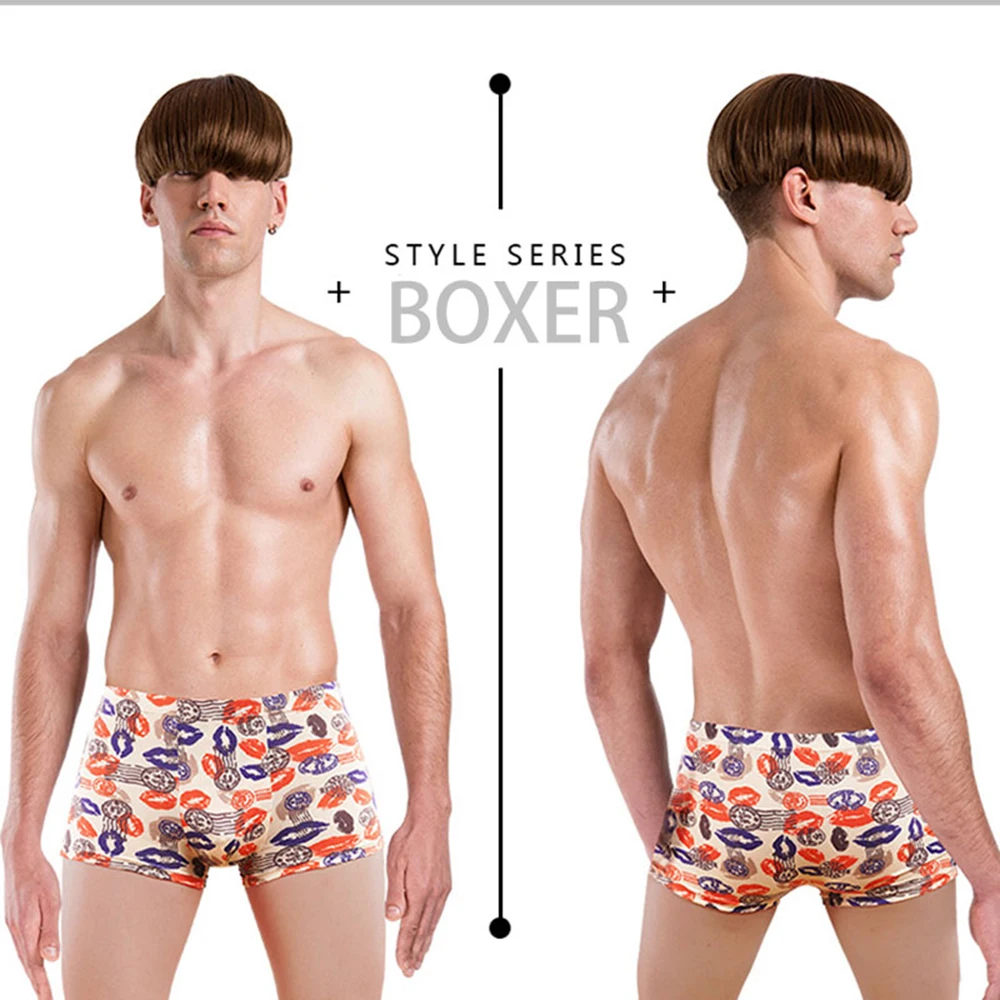 WTEMPO 8pcs/lot Sexy Men Boxer Soft Breathable Underwear Male Comfortable Print Wolf Panties Underpants Cueca Boxershorts Homme