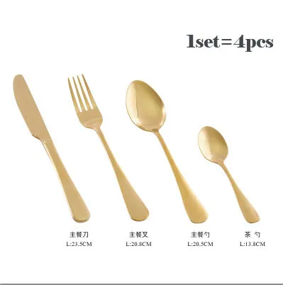 gold4pcs 24 шт./компл. черный набор столовых приборов Нержавеющая сталь посуда набор серебряных приборов ужин Ножи и вилка набор посуды Прямая - Цвет: gold4pcs