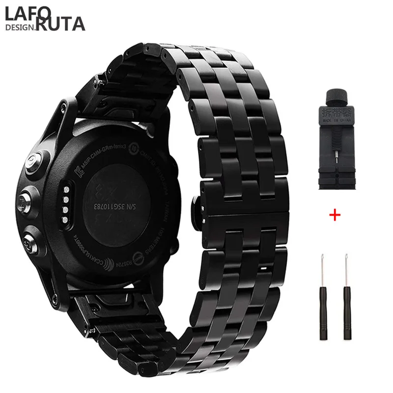 Laforuta ремешок из нержавеющей стали для Garmin Fenix 5 5S 5X Forerunner 935 945 ремешок 20 мм 22 мм 26 мм Quick Fit Ремешки для наручных часов