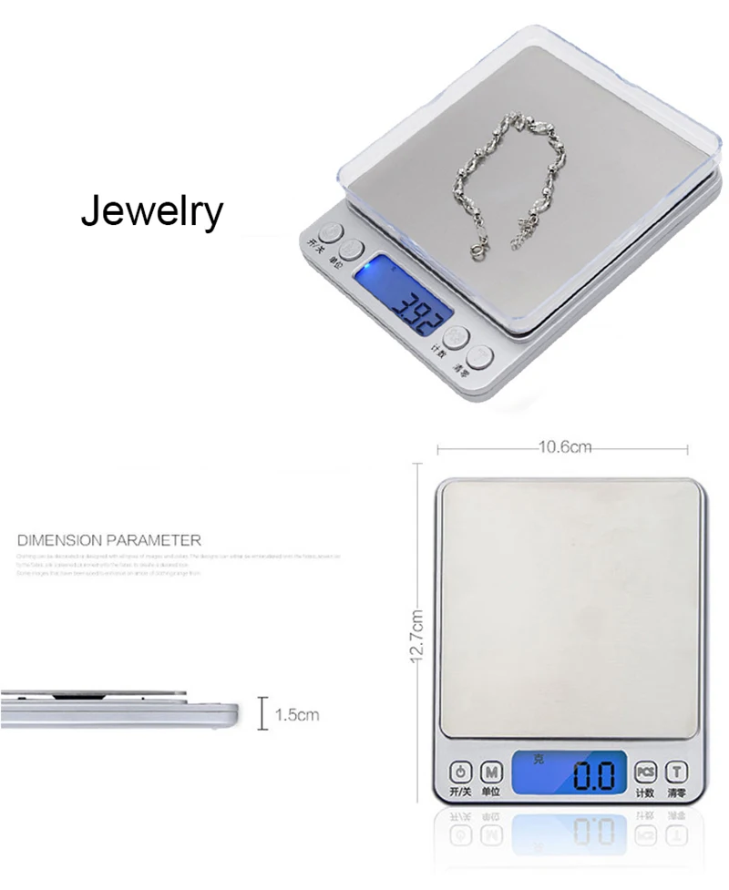 Digital Kitchen Scale Mini Pocket Stainless Steel High Precision Jewelry Electronic Balance Weight Gold Grams