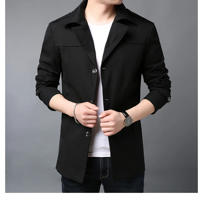 New Fashion Jackets Mens Long Sleeve Outerwear High Street Trend Windbreaker Overcoat Trending Casual Coat Men Clothing