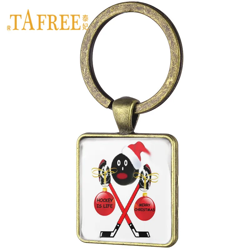 TAFREE Винтаж я с надписью Love хоккейной тематики брелок со стеклянным кабошоном
