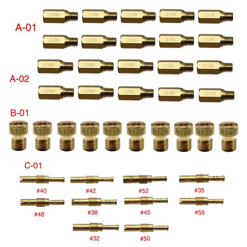 10pcs Slow/Pilot Jet Or Main Jet For PWK OKO CVK Mikuni KOSO Motorcycle Carburetor Vice injectors Nozzle 100-140 120-170