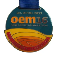 factory customized running medals cheap custom paint color awards medallion with blue ribbons