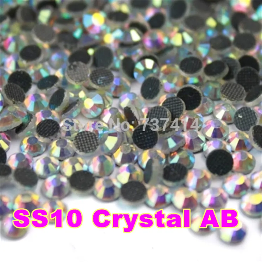 SS10 1440 шт./пакет Clear AB Crystal DMC Горячая фиксация Стразы с плоской задней поверхностью