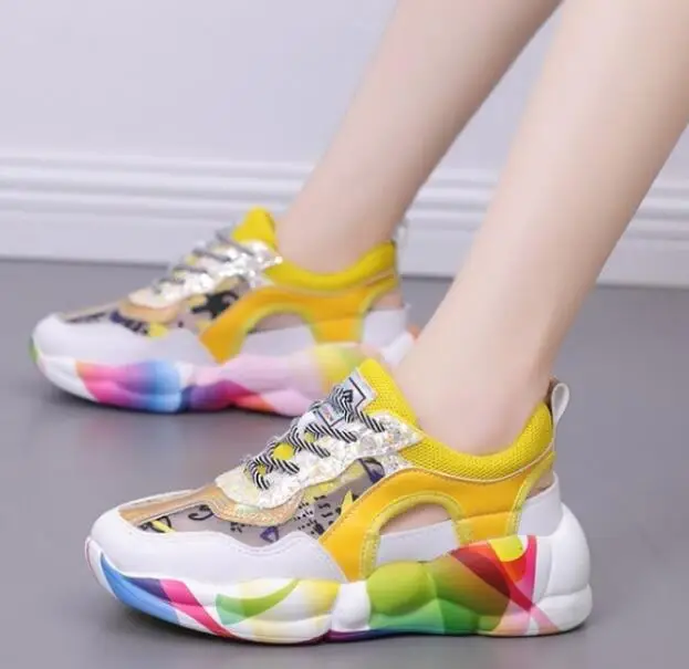 Женские кроссовки модная сетчатая обувь из искусственной кожи повседневная для