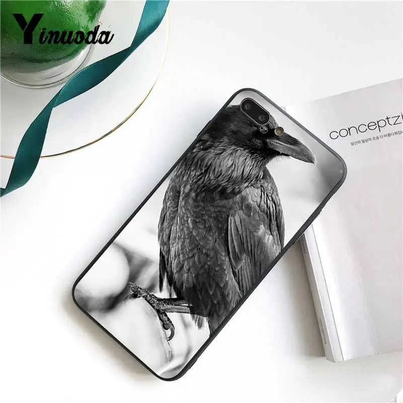 Yinuoda для iPhone 7 6 X Чехол Птицы черного ворона Топ дизайнерский чехол телефона 8 6S Plus 5