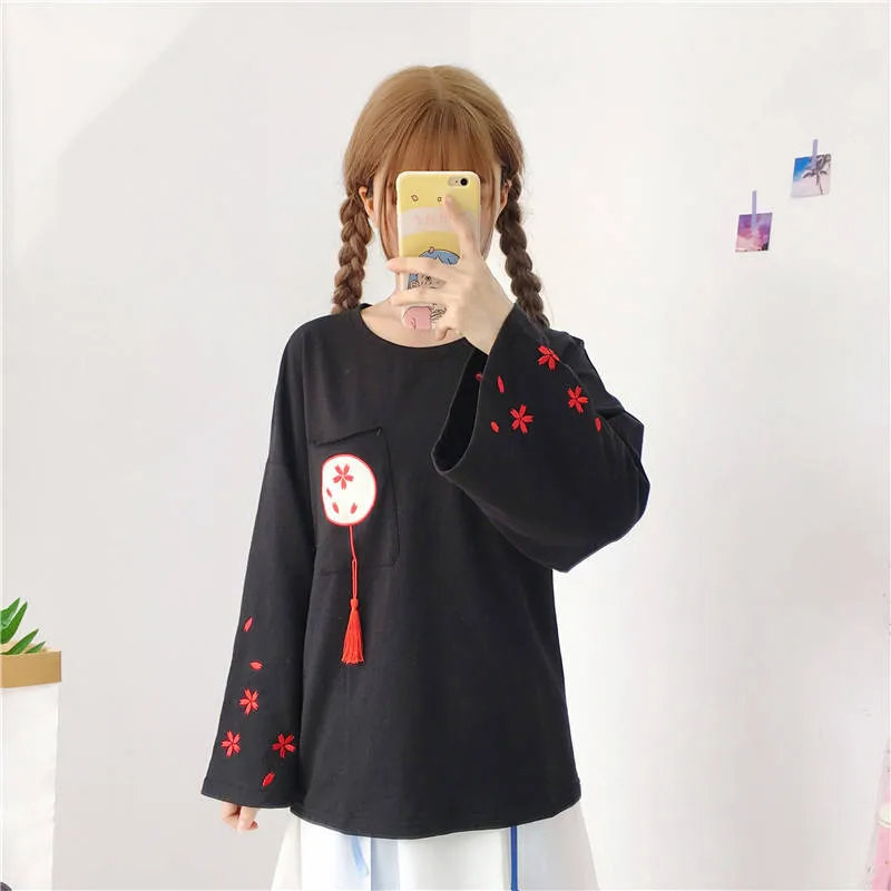 Летняя футболка с принтом Kawaii Japan, женская черная летняя футболка, топ, одежда в стиле Харадзюку, футболки для девочек, футболка, уличная одежда