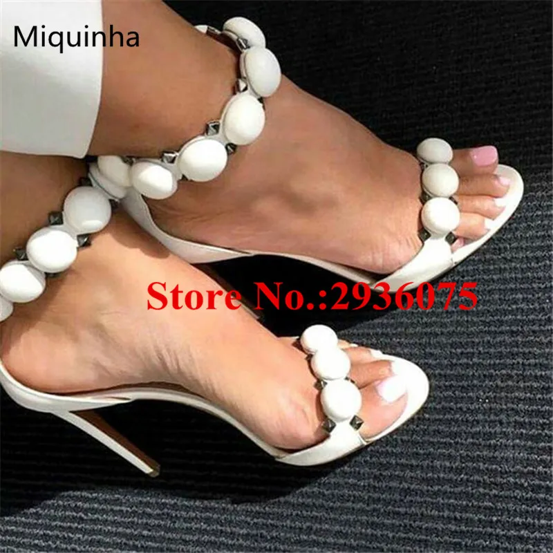 Сексуальная Лето Замши Стилет Высокие Каблуки Сандалии Круг Шипованных