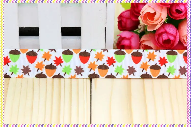 7/8 ''Бесплатная доставка Осенняя лента с принтом корсажная бант для волос