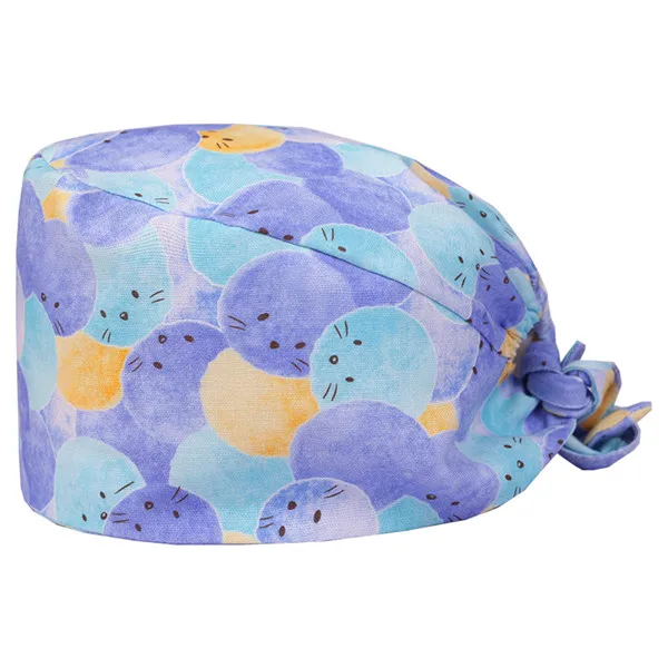 Scrub Cap 2 Фиолетовый шар для женщин, скраб для печати, хирургическая кепка для женщин, медицинская Кепка для медсестры, доктора, стоматологическая клиника, рабочая шляпа, хлопок, шапки - Цвет: Scrub Cap 2