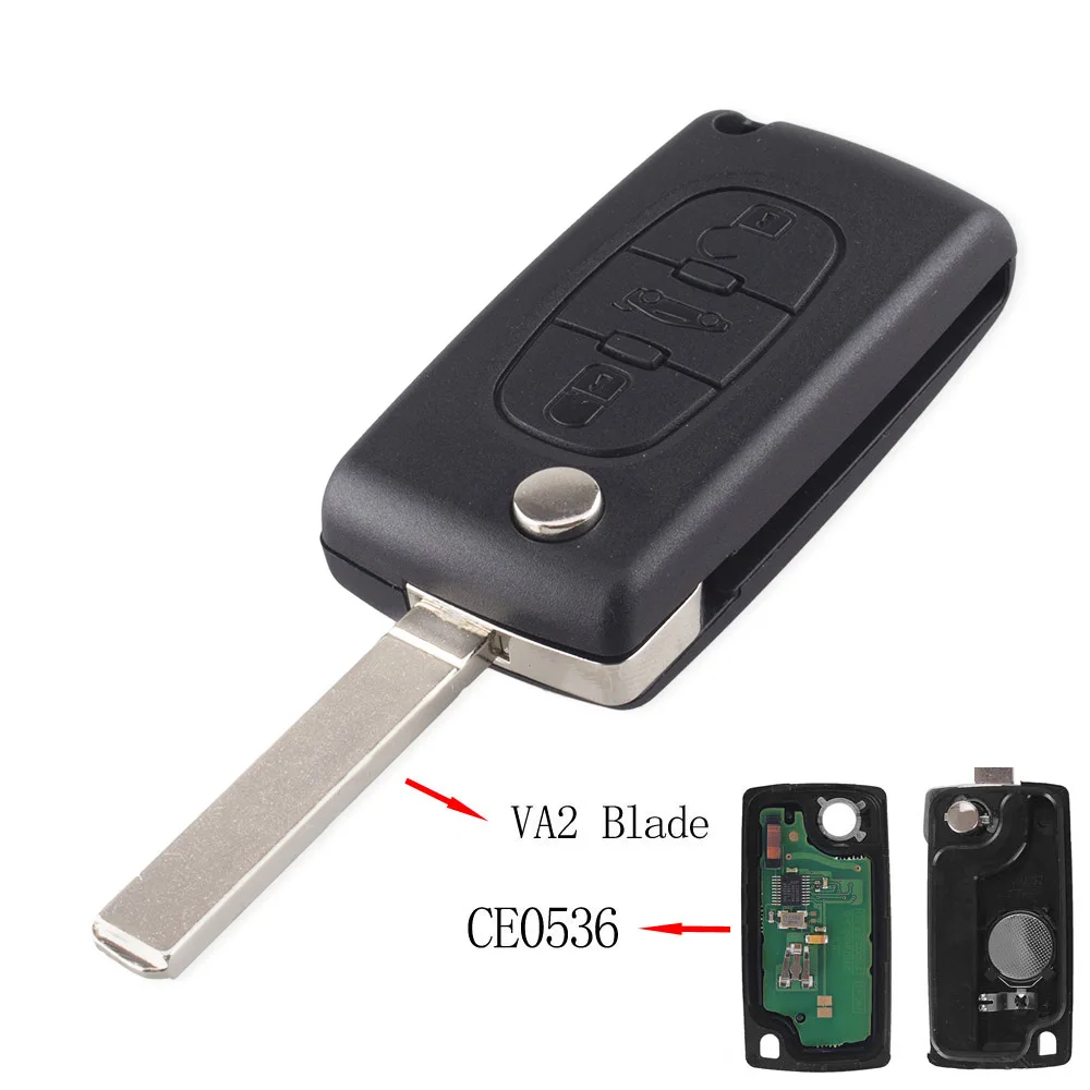 KEYYOU VA2 Cut/Uncut Blade Автомобильный Дистанционный ключ для CITROEN C2 C3 C4 C5 Berlingo; Picasso 3 кнопки флип-ФОБ управления CE0536 ASK - Количество кнопок: Uncut Blade