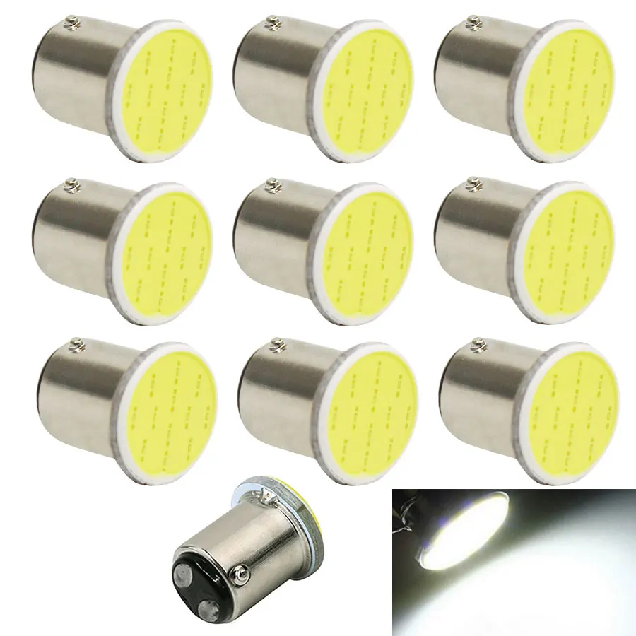 

YCCPAUTO 10Pc 1157 COB S25 Bay15d P21/5W LED Brake Lights Bulbs Car Rear Light Auto Tail Parking Lamp Red White DC12V